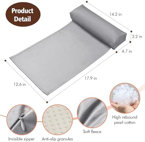 WdFour Velvet Neck & Head Pillow for Recliner Chair, Small Ergonomic Cervical Support Pillow for Home, Office and Travel, Non-Slip Cushion for Tension Relief & Shoulder Comfort (Light Gray) - Image 3