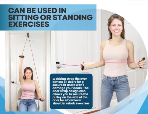 AARAM Pulley with Rope and Door Strap, Easy to Use Exercise Equipment for Frozen Shoulder and Hand/Arm Exercise Material Nylon Plastic, Smooth Action Pulley - Image 4