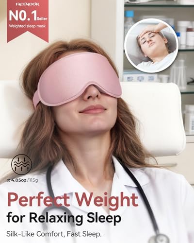 FACEMOON 3D Blackout Weighted Sleep Mask for Women, Nurse Essentials, Pink - Image 2