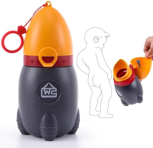 Portable Potty for Kids – Leak-Proof Rocket Travel Urinal for Boys & Girls, Lightweight Road Trip Essential for Car, Camping, Potty Training, Easy-Clean Reusable Pot(Vitality Orange) by DIJIAMEIYA