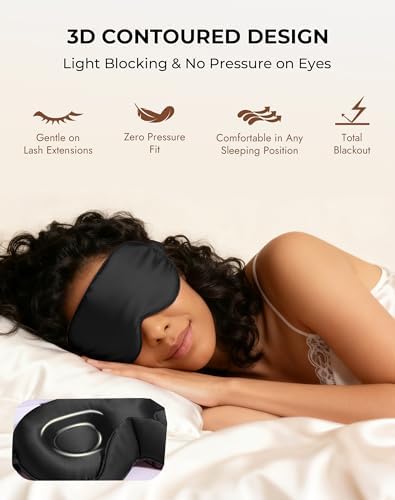 SilkSilky 100% 22 Momme Mulberry Silk Sleep Mask, Black - Image 5