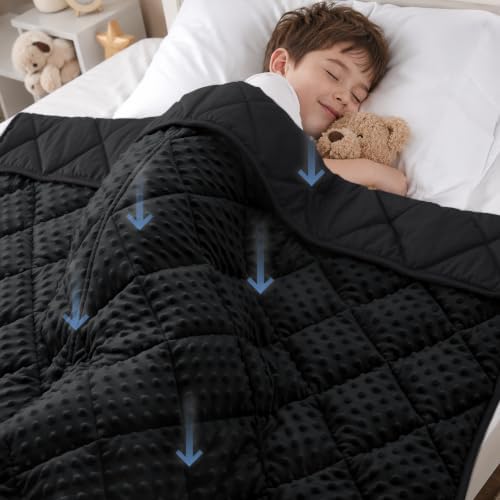 MAXTID Weighted Blanket Kids 5lbs 36"x48" Kids Blanket for Boys & Girls Weighted Throw Blanket Children Bedding Gifts for 5 6 7 8+ Year Old Kid Small Weighted Comfort Blankets,Black by MAXTID