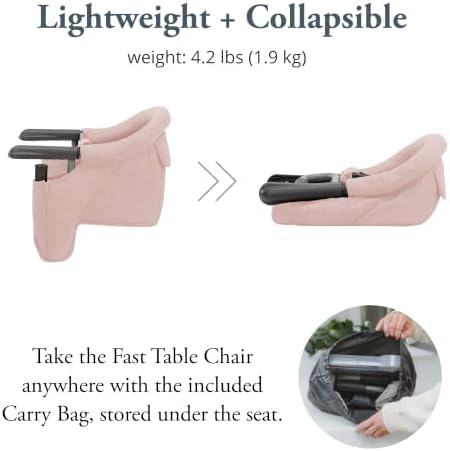 Inglesina Fast Table Chair, Powder Pink - Portable Baby High Chair - for Babies & Toddlers up to 37 lbs - Collapsible - Fits Tables 0.8'' to 3.5'' Thick - Compact & Easy to Use - Travel Bag Included - Image 4