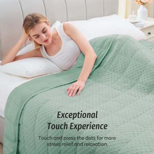 Wemore Weighted Blanket for Adults 12 lbs Queen Size 60"x80" Green - Image 3