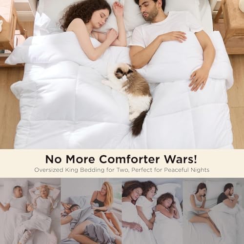 Bedsure Oversized King Comforter Duvet Insert, All Season Bed Comforter, Quilted Down Alternative Duvet, Box Stitched Comforters with Corner Tabs, Washable, 116 x 98 Inches (White) - Image 3