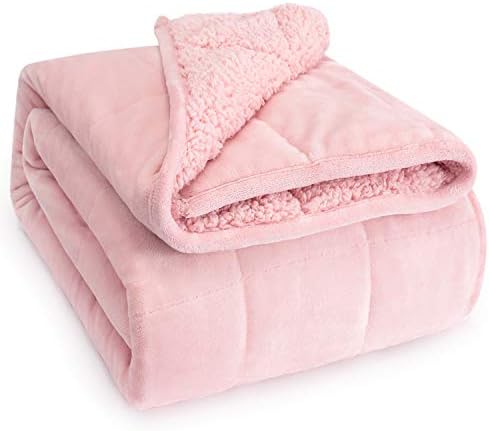 Wemore Sherpa Fleece Weighted Blanket for Adult 15 lbs King 80"x87" Pink by WemoreDirect