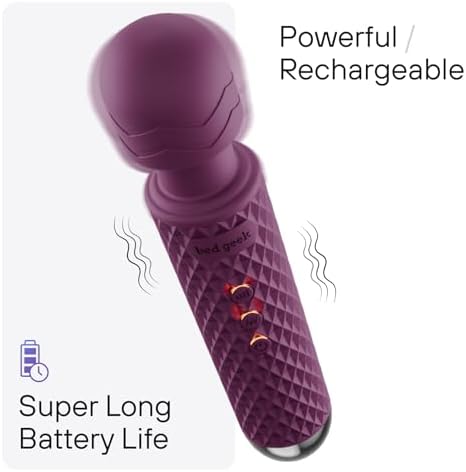 bed geek Handheld Cordless Personal Wand Massager – Waterproof, USB Rechargeable, 20 Vibration Patterns, 8 Speeds, Memory Feature, Skin-Soft Silicone for Ultimate Relaxation Tool - Image 3