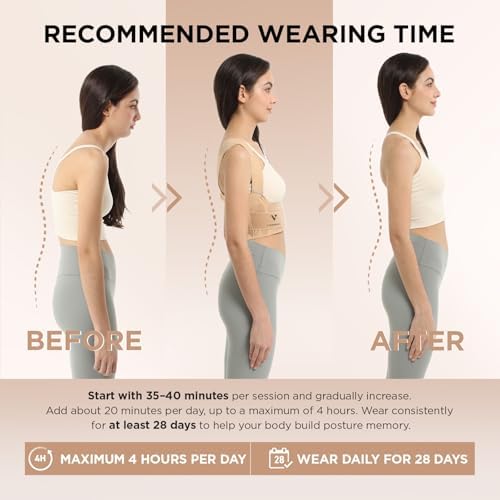 Vicorrect Adjustable Posture Corrector for Women: Invisible Under Clothes - Comfortable Back Support Bra for Upper Back Neck Shoulder Pain Relief - Ideal for Sitting Exercise Daily Wear (Beige Large) - Image 5