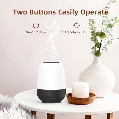 SEEDSEEL 150ML Cordless Essential Oil Diffuser, Built-in 6000mAH Rechargeable Battery, 7 Hours Run Time, 7 Colors LED Light, Portable Aromatherapy Diffuser - Image 5