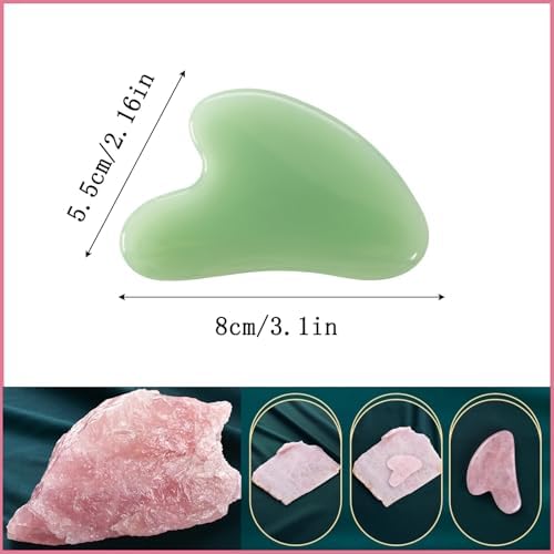 Gua Sha Jade Stone Gua Sha Massage Tool, Guasha Tool for Face and Body Skin Massage. Tools for SPA Acupuncture, Pink Stone for Body Face Neck and Eye, Skin Care Gift for Woman - Image 2