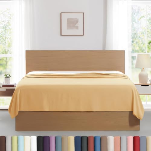 Twin XL Flat Sheets Only 2 Pack Microfiber Oversized Hotel Quality Gold by SouthshoreFineLivingInc