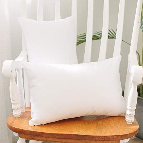 2 Pc White Pillow Case Faux Linen Square Lumbar Decorative Throw Cushion Cover Pillowcase with Smooth Hidden Zipper for Sofa 12"x18" by NATUS+WEAVER