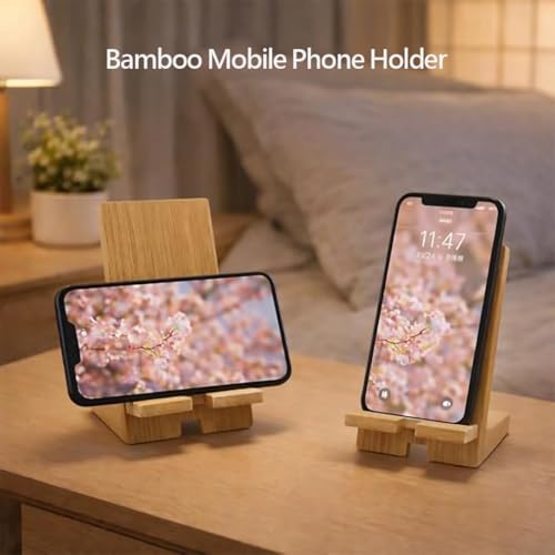 Bamboo Cool Mist Humidifier with Phone Stand, 400ml Ultrasonic Mini Humidifier, Quiet Desktop with Dual LED Night Light, USB-C Portable, Auto Shut-Off for Bedroom, Office, Travel - Image 5