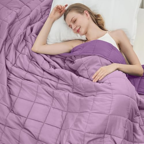 Weighted Blanket for Adults 15lbs, 48"x72", Twin Full Size Cooling Heavy Throw Blanket for 140-160lbs, Microfiber Soft Big Blankets Weighted Comforter, Purple by BETU