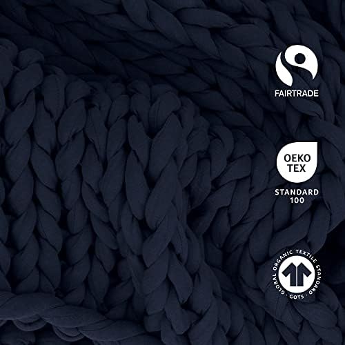 Bearaby Cotton Hand-Knit Weighted Blankets for Adults - Chunky Knit Blanket - Sustainable, Breathable, Organic, Cooling Weighted Blanket - Machine Washable (Midnight Blue, 15 lbs, 40"x72") - Image 4