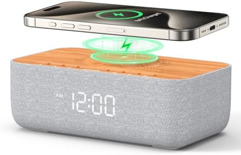 REACHER 15W Magnetic Wireless Charging Alarm Clock with White Noise Machine by Reacher