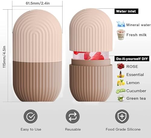 XHJRI Ice Face Roller Massager,Ice Cube Roller for Face, Eyes and Neck Naturally Conditioning and Skin Care,De-Puff Eye Bags,Reduce Migraine Pain,Reusable Massage Silicone Ice Mold (Coffee) - Image 6