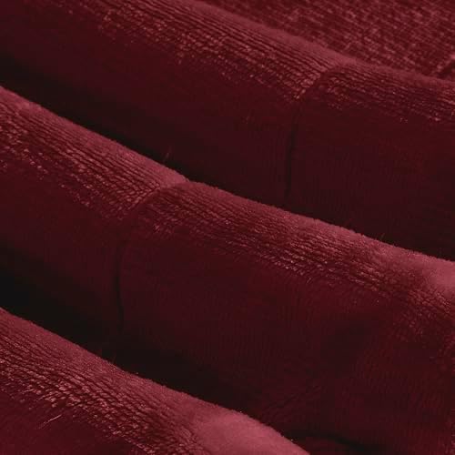 Elegant Comfort Ultra Soft Reversible Flannel Sherpa Blanket - Cozy Silky Fleece Throw for Couch, Bed - Plush Fuzzy Warm Winter Blanket for Gift, Full, Burgundy - Image 7