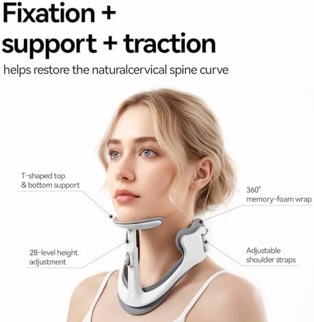 Posture Corrector for Neck & Cervical Spine Alignment - Memory Foam Support for Pain Relief, Tech Neck, 360° Adjustable Neck Collar, (White, Large) - Image 5