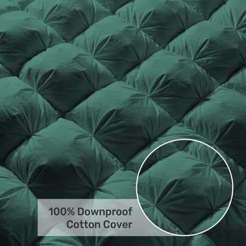 UNIKOME California King Size Goose Feather Down Fiber Comforter, Green - Image 6
