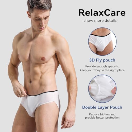 10 Packs Mens Disposable Underwear Briefs,100% Cotton Portable Brief Panties for Travel Spa Hospital Emergencies - Image 4
