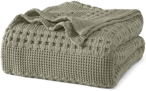 PHF Lightweight 100% Cotton Waffle Blanket for Bed, Twin XL, Dusty Sage by PHF