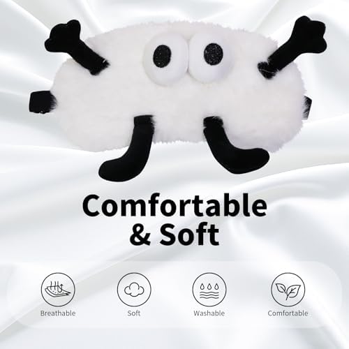 PERFECTSIGHT Sleep Eye Masks, Cute Sleep Eye Cover Lightweight Adjustable Eyeshade Mask Cover for Women Men Sleep Travel Nap, White+Black - Image 2