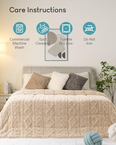 Cottonblue Jacquard Weighted Blanket 15 lbs for Adults Queen Size 60x80in - Image 6