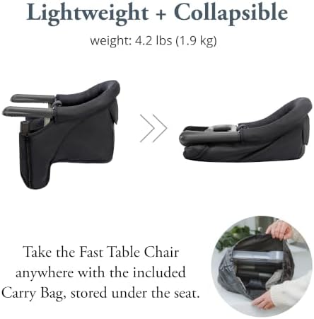 Inglesina Fast Table Chair, Black - Portable Baby High Chair - for Babies & Toddlers up to 37 lbs - Collapsible Design - Fits Tables 0.8'' to 3.5'' Thick - Compact & Easy to Use - Travel Bag Included - Image 4