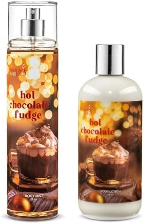 Hot Chocolate Fudge Body Lotion & Body Mist Bundle – 10oz Moisturizing Lotion + 8oz Fragrance Spray | Sweet Cocoa & Fudge Scented Bath & Body Set Gift – Mother's Day Gift for Mom by FreidaandJoe