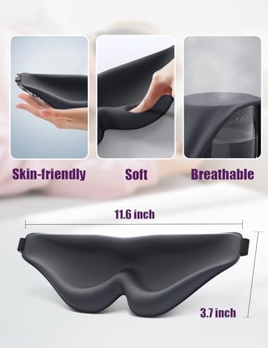 EVA BELLE Sleep Mask Women Men, Comfy Blackout Eye Mask for Deep Sleep, 3D Memory Foam Sleeping Mask, Silk Sleep Eye Cover, Cute Funny Eyeshade Covers, Adjustable Elastic Strap & Soft Breathable - Image 4