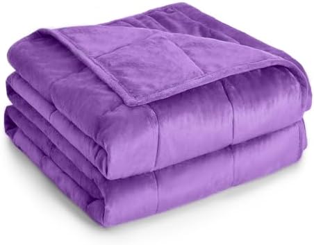 Topblan Flannel Weighted Blanket, 12lbs, Purple, Twin Size, Adult Heavy Blanket for Sleeping and Calming, Soft Warm Fabric, 48 x 72 inches by Topblan