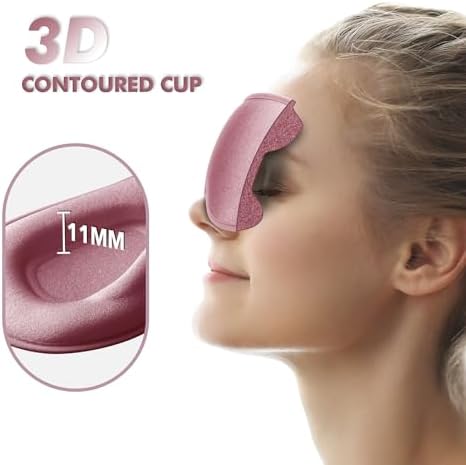 Sleep Mask for Men and Women, 3D Blackout Eye Mask for Side Sleepers, Rose - Image 2