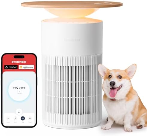 SwitchBot Air Purifier for Home Large Room, Matter, Up to 3620 ft², Air Purifier for Wildfire Smoke, Pets, Odors, 20dB, Washable Pre-filter, Pet Mode, RGB Light, Work with Alexa, HomeKit, Google Home by SwitchBot