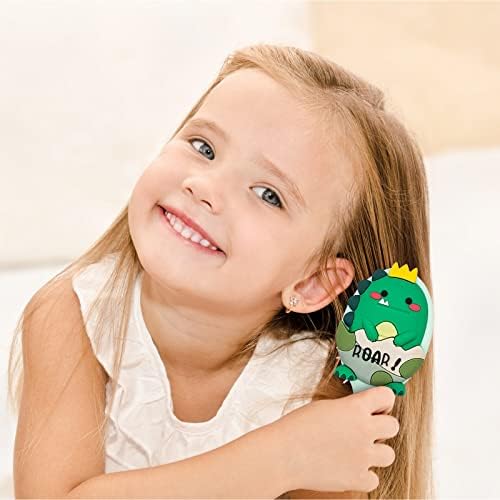 Toddler Hair Brush for Baby, Dinosaur Air Cushion Brush - Green - Image 6