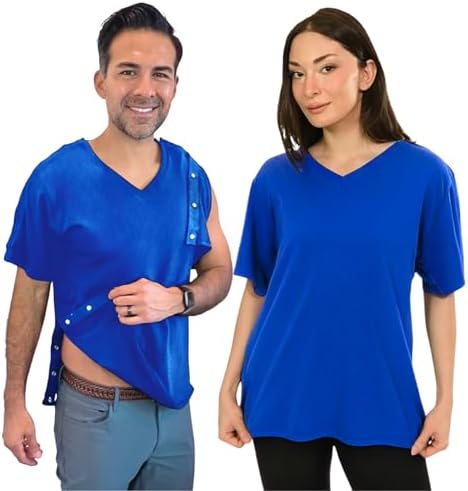 Inspired Comforts Unisex Post Surgery & Rehab V Neck Dual Access Snap Shirt by InspiredComforts