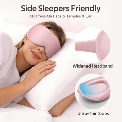 Vynix® Sleep Mask for Women Men - 100% Blackout Eye Masks for Sleep - 3D Soft Sleeping Mask for Side Sleepers - Zero Pressure Lash Extensions Eye Cover Shade for Airplane Travel Essentials, Pink - Image 4