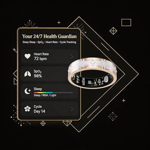 Smart Ring for Women, Baroque Inspired Design (White,8#) - Image 5