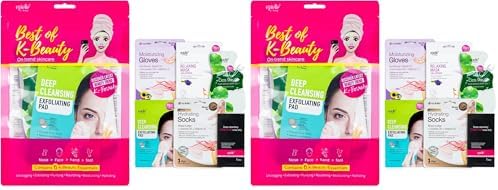 Epielle Best of K-Beauty Kit, 6 Home Spa Essentials, At-Home Spa Kit for Radiant Skin, Self Care Gifts for Women, Korean Skin Care Set, Stocking Stuffers (Pack of 2) by Epielle