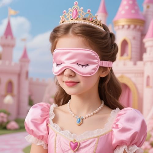 Mulberry Natural Silk Sleep Mask for Kids with Adjustable Elastic Strap, Super Cute Sleeping Eye Mask for Children, Size S, (Pink with Eyelashes) - Image 2