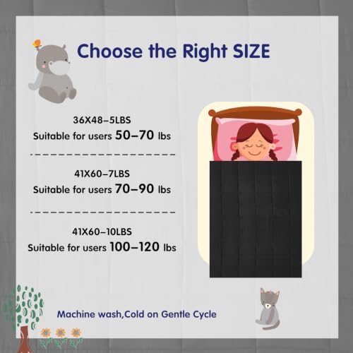 yescool Weighted Blanket (10 lbs, 41" x 60", Black) Cooling Heavy Blanket, Perfect for 90-110 lbs, Breathable Throw Blanket Gifts with Premium Glass Bead, Machine Washable - Image 6