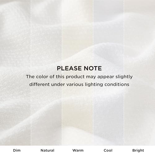 Bedsure 100% Cotton Blanket, Herringbone Weave, Full, White - Image 6