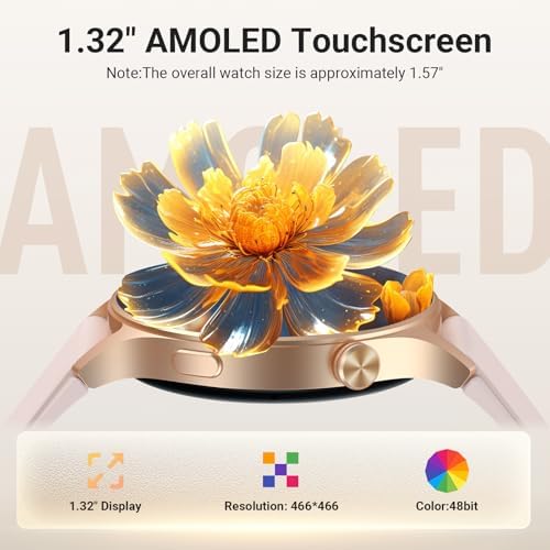 Fitpolo Smart Watch for Women,1.3" AMOLED Touchscreen Fitness Tracker, Make/Answer Calls, Heart Rate SpO2 Monitor, 3ATM Waterproof, Sleep & Activity Tracking Smartwatch for Android Phones iPhone - Image 2