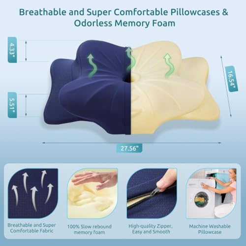 DONAMA Cervical Pillow for Neck Pain, Ergonomic Memory Foam Contour Pillow - Image 4