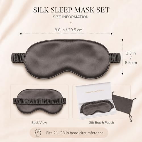 Silk Sleep Mask Light Blocking Luxury 100% Mulberry 19mm Silk Eye Mask Eye Cover Blindfold Ultra Soft Light & Comfy Anti Aging Skin Care with Travel Bag Gift Package - Image 3