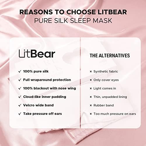 LitBear Silk Sleep Mask for Side Sleeper, Eye Mask Sleeping for Women Men - Image 6