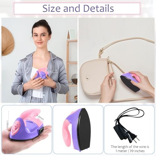 Honoson Mini Craft Iron with Charging Base Tiny,Dark Pink, Light Purple - Image 3
