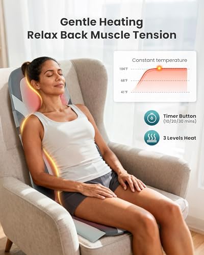 Snailax Shiatsu Back Massager with Heat,Full Back Massager for Pain Relief Deep Tissue,Longer Massage Chair Pad,Back Kneading Shiatsu or Rolling Massage for Chair - Image 4