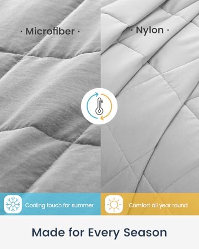 Weighted Blankets 15lbs Twin Size, Soft Cozy Weighted Blanket for Adults, Double-Sided Weighted Blanket for All Season, Heavy Microfiber Cool Blanket with Premium Ceramic Beads, 48 x 72 inches, Grey - Image 2