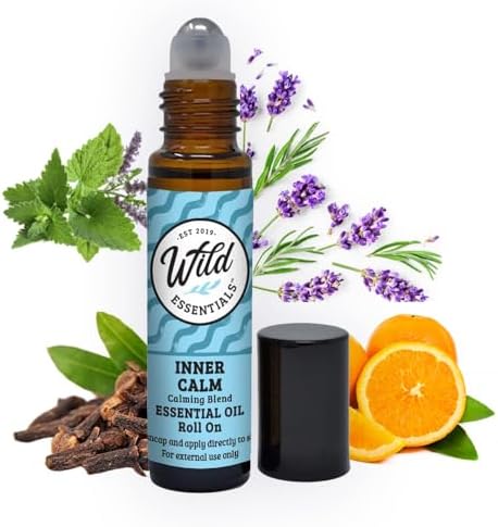 mEssentials Inner Calm 10ml Essential Oil Roll On, 100% Pure, Premium Grade Essential Oils and Organic Jojoba Oil, Ready to Use, Moisturizer, All Natural by WildEssentials